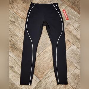 NWT Good American Black Leggings with White Piping Size 2 = Medium